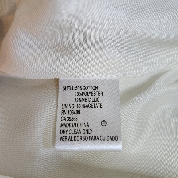 Alex Marie Vintage White Sleeveless Sheath Dress Midi, Metalic Details Size 8 - Picture 13 of 14